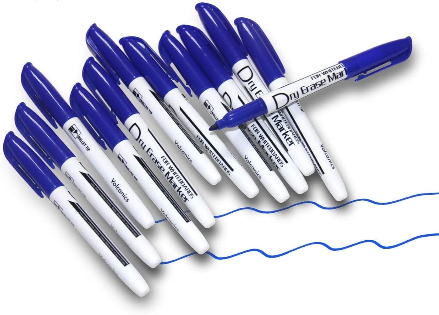 Volcanics Black Dry Erase Markers Low Odor Fine Whiteboard Markers Thin Box of 12