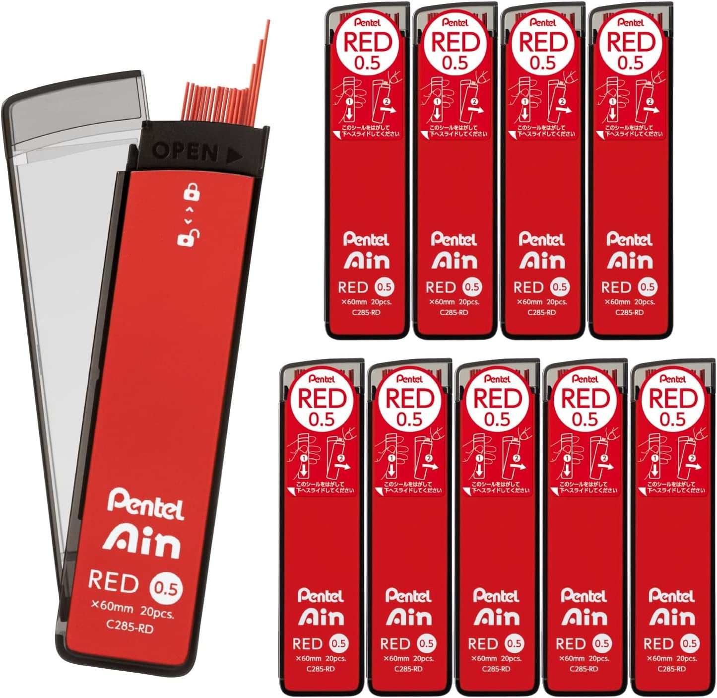 Pentel Ain AMZ-XC284HB3P Mechanical Lead, 0.02 inches (0.4 mm), HB, 3 Pieces