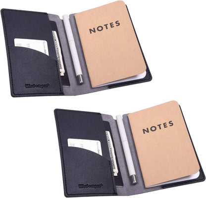 Wisdompro Journal Cover, 2 Pack PU Leather Notebook Cover for Field Notes, or other 3.5" x 5.5" Pocket Notebooks - Blue