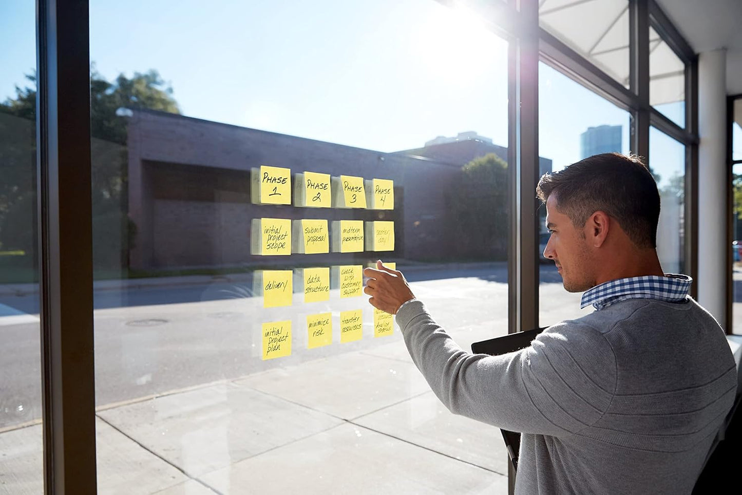 Post-it Super Sticky Notes, 12 Sticky Note Pads, 3 x 3 in., School Supplies, Office Products, Sticky Notes for Vertical Surfaces, Monitors, Walls and Windows, Canary Yellow