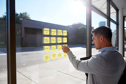 Post-it Super Sticky Notes, 12 Sticky Note Pads, 3 x 3 in., School Supplies, Office Products, Sticky Notes for Vertical Surfaces, Monitors, Walls and Windows, Canary Yellow