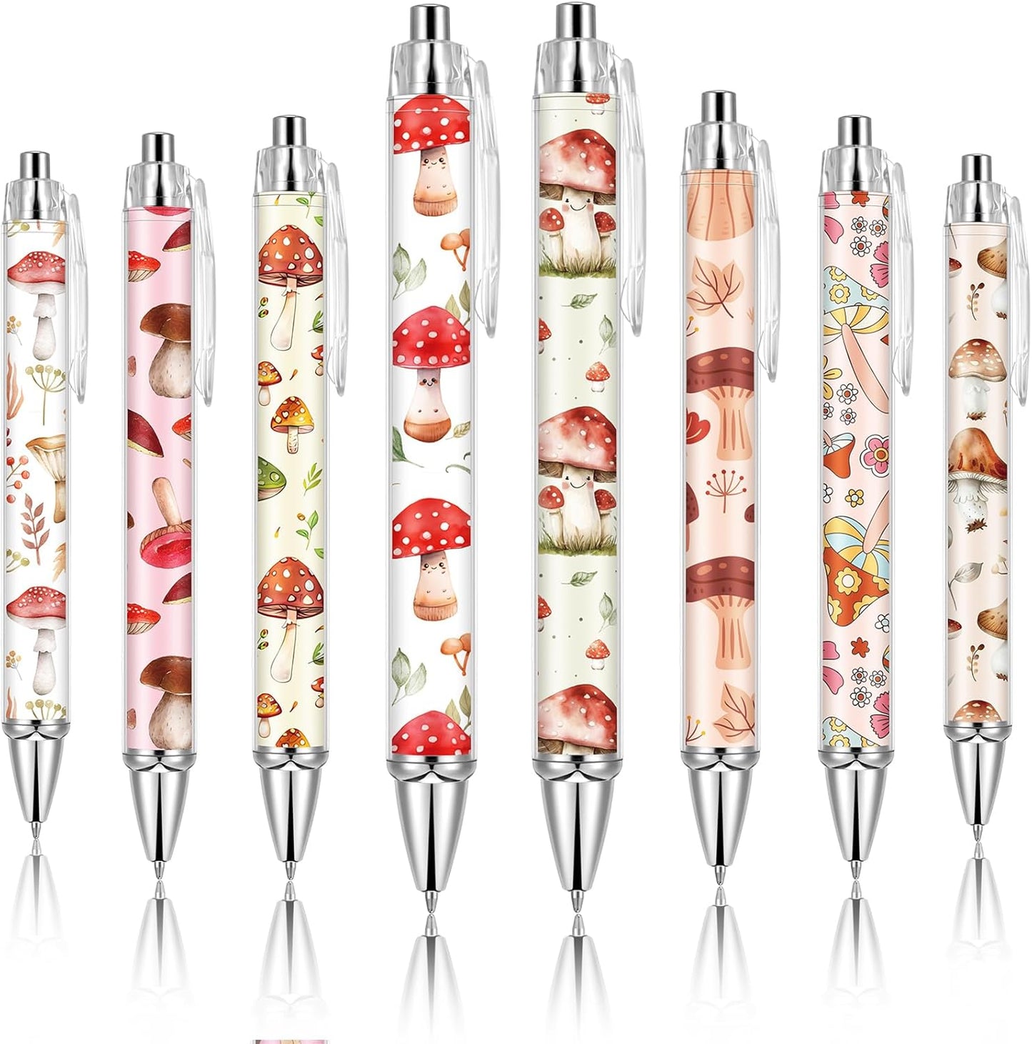 Ireer 8 Pcs Ballpoint Pens for Women 1.00 mm Cute Black Ink Pens Fine Point Smooth Writing for Journaling Aesthetic Office Supplies (Mahjong)