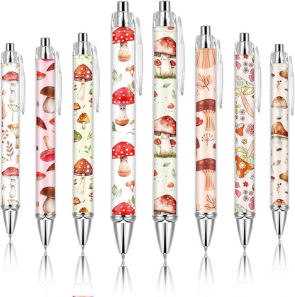 Ireer 8 Pcs Ballpoint Pens for Women 1.00 mm Cute Black Ink Pens Fine Point Smooth Writing for Journaling Aesthetic Office Supplies (Mahjong)