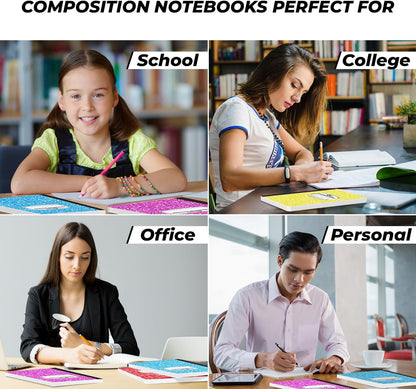 Rosmonde 50 Pack Bulk Composition Notebooks, College Ruled Notebook, 200 Pages (100 Sheets), 9-3/4 x 7-1/2", Hard Cover, Black Marble Composition Journal Book, Bulk Notebooks for School & College