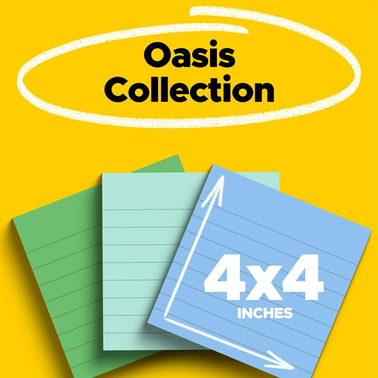 Post-it 100% Recycled Paper Super Sticky Notes, 4 in. x 4 in., 3 Pads, 70 Sheets per Pad, Wanderlust Pastels, School Supplies and Office Products
