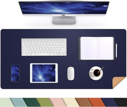 Large Desk Mat 47.2" x 17" Leather Desk Pad Protector with Natural Cork & PU Leather, Non-Slip Office Desk Mat, Large Mouse Pad, Waterproof Desk Blotter pad for Office&Home(Black)