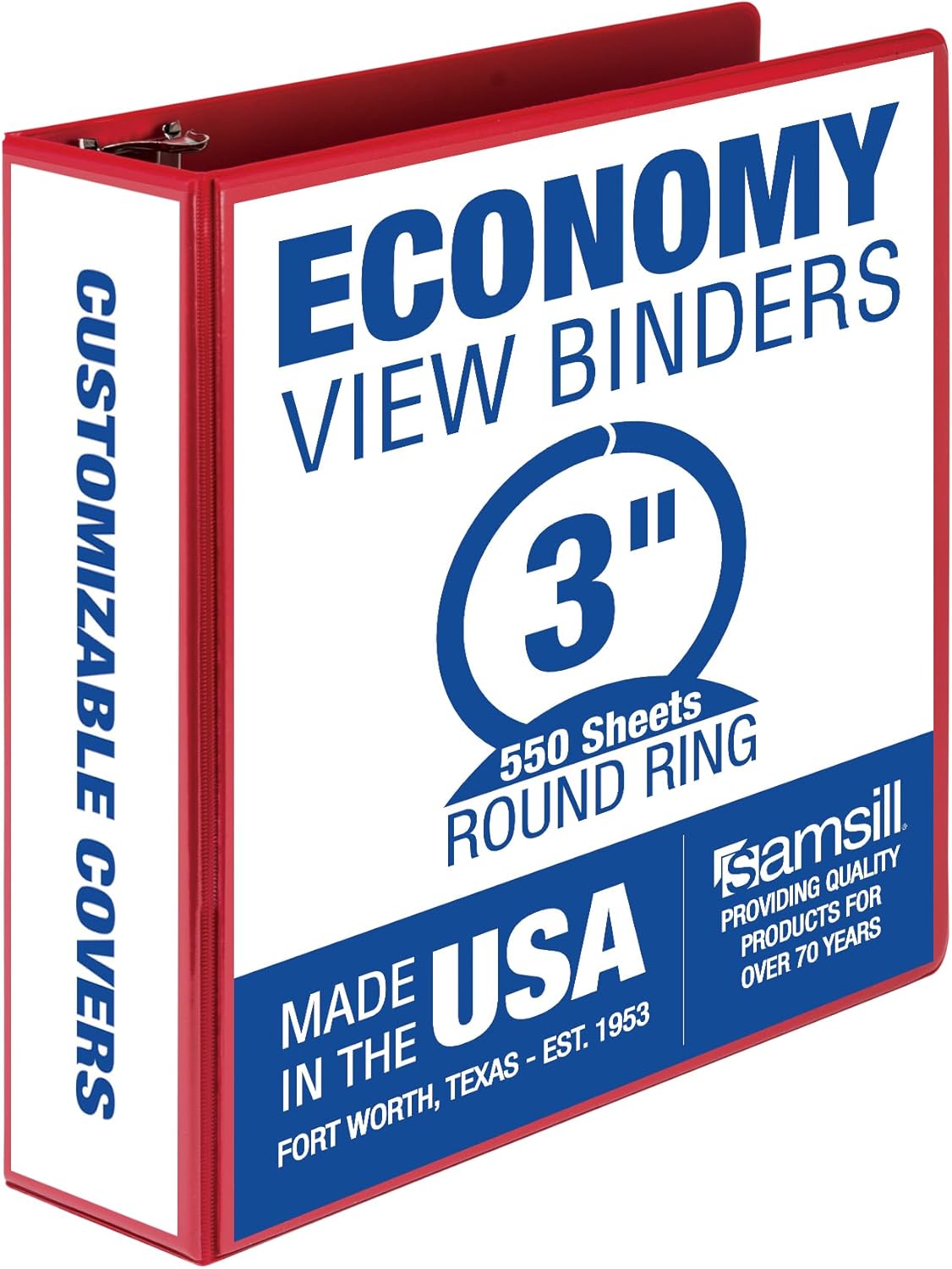 Samsill 1.5 Inch 3 Ring Binders, Economy Round Ring, Clear View Cover, 325 Sheet Capacity - for School, Home, Office - White, 4 Pack
