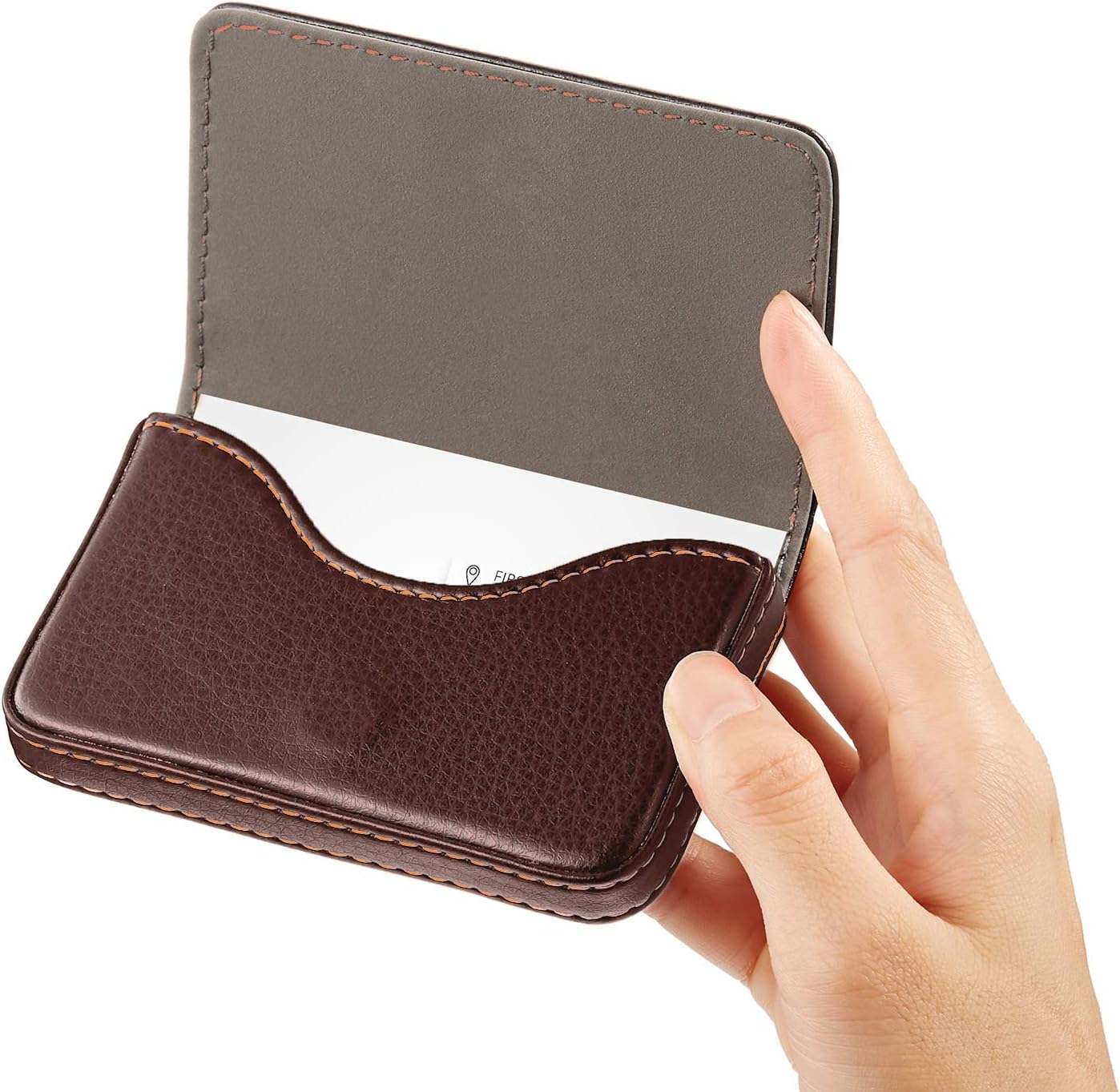 Outus 2 Pcs Business Card Holder, PU Leather Business Card Case Pocket Wallet with Magnetic Shut for Valentines Gift Adult(Black and Coffee)