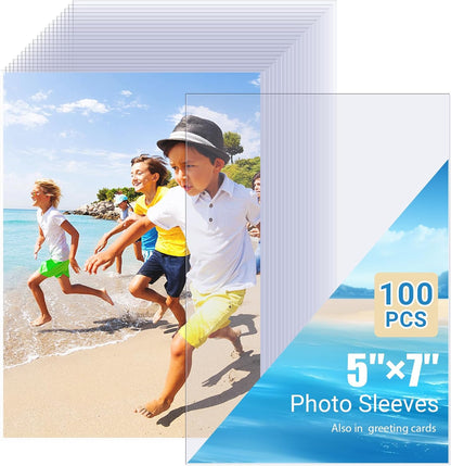 4x6 Photo Sleeves (100 Pack) – Top Loading Sheet Protectors, Archival Safe & Waterproof Plastic Photocard Sleeve, Soft Clear Sleeves for Photos, Postcards, Recipe Cards