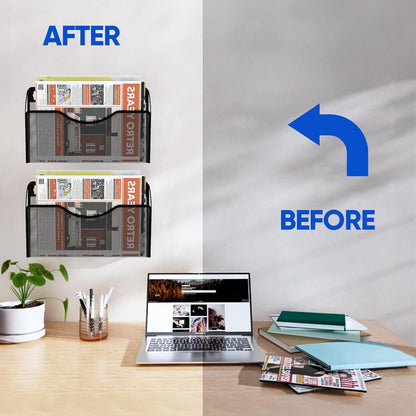 Magnetic File Holder 1 Pockets File Folder Organizer, Office Hanging Magazine Rack for File Cabinets, Magnetic Paper Holder, No Drilling Mail Organizer for Refrigerator, Office