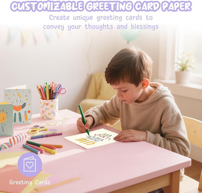 40 Sheets Cream Cardstock Paper 8.5 x 11, Ivory Cardstock Printer Paper 8.5x11, Off White Card Stock Paper 8.5 x 11, 200 GSM Construction Paper for DIY Cards, Greeting Cards, Wedding Invitations