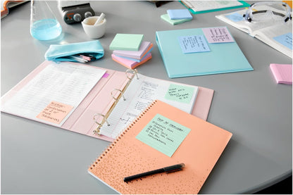 Post-it 100% Recycled Paper Super Sticky Notes, 4 in. x 4 in., 3 Pads, 70 Sheets per Pad, Wanderlust Pastels, School Supplies and Office Products