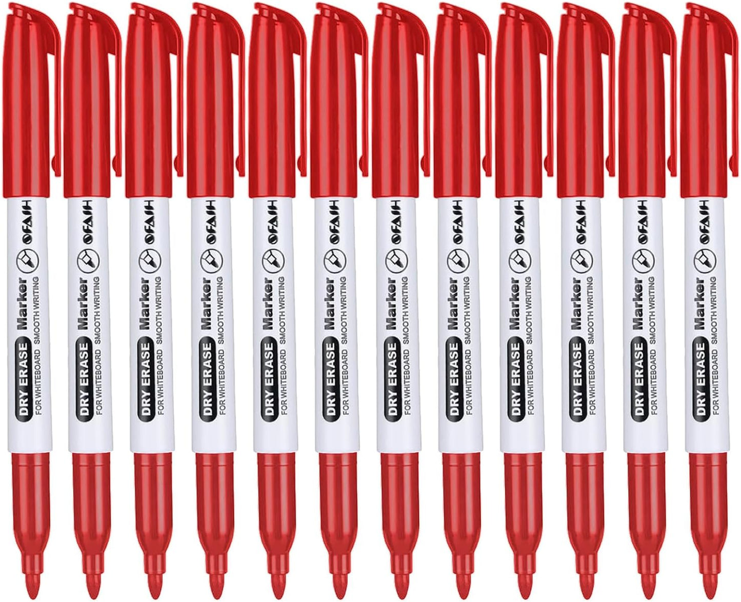 SFAIH Black Dry Erase Markers Fine Tip - 12 Pack Whiteboard Markers Standard Set For Office Teams, Teachers, Classrooms, Training Sessions | Low-Odor