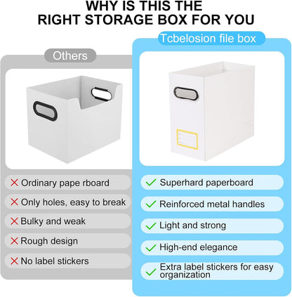 Collapsible File Organizer Box with Handle, Filing Organizer for Home or Office, Small Portable File Box(1 Pack, White)