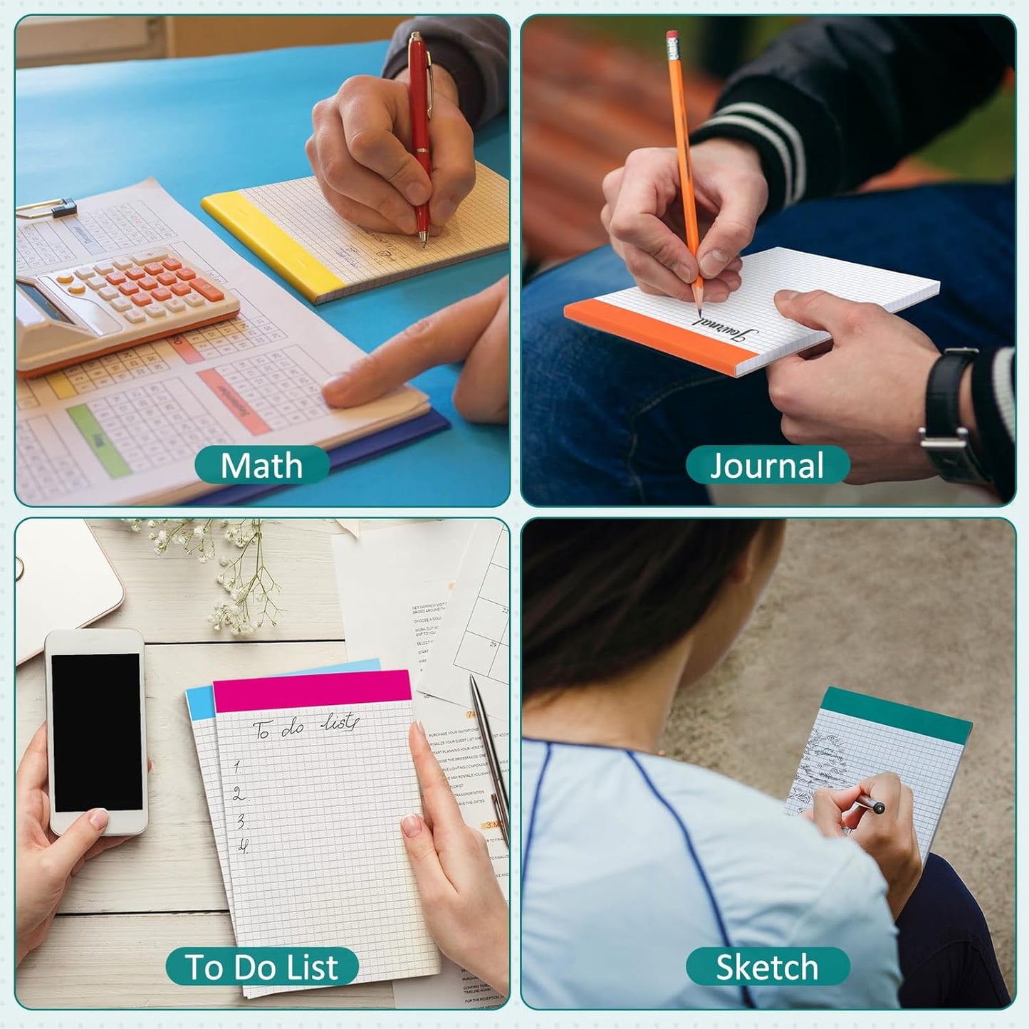 Jetec 8 Pack Dot Grid Notepad 5x8 Graph Paper Pad 50 Sheets Legal Pad Quad Ruled Notepad for Drawing Journaling Sketching Planner School College Office Engineers (Dot Line)