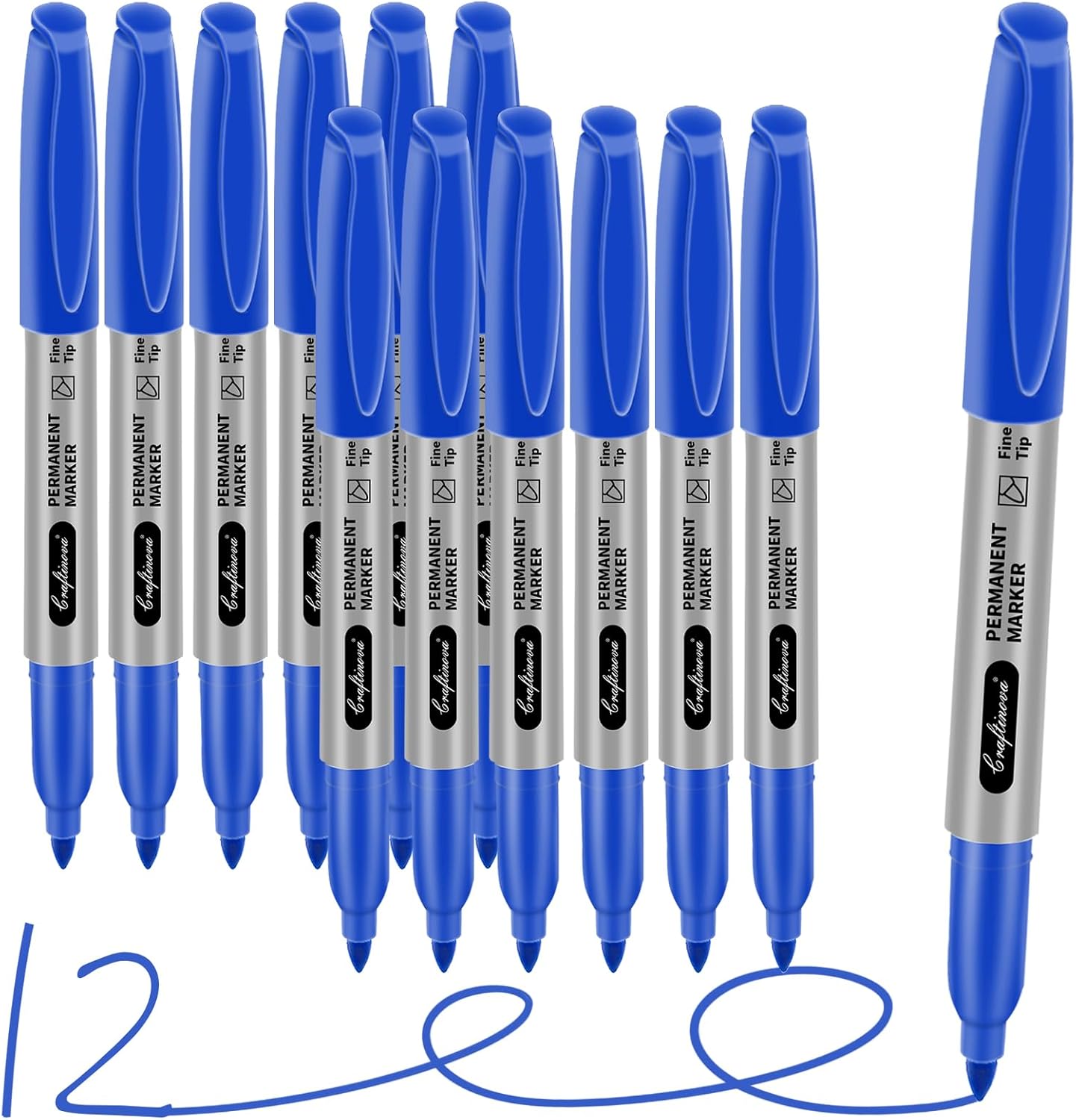 Black Ultra Fine Point Permanent Markers, Extra Fine Tip, Quick Drying and Waterproof, Fade Resistant Perfect on Paper, Glass, Metal, Plastic, Wood, Office & School Use, 12 Pack