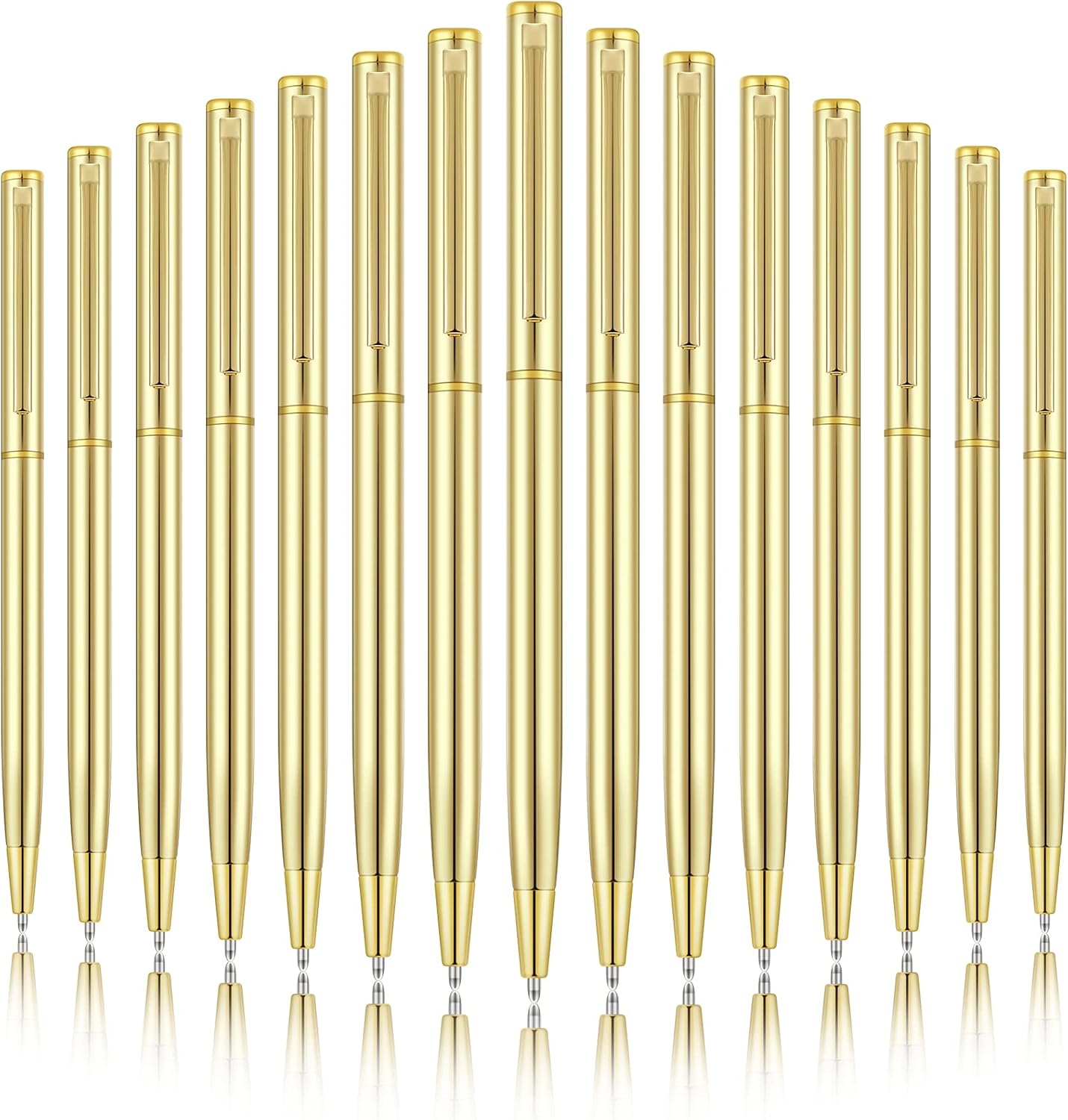 Zonon 240 Pcs Gold Metal Slim Ballpoint Pens Bulk Retractable Metallic Black Ink 1 mm Medium Point Smooth Writing Pens for Wedding Business Office Supplies Students Teachers Men Women Present
