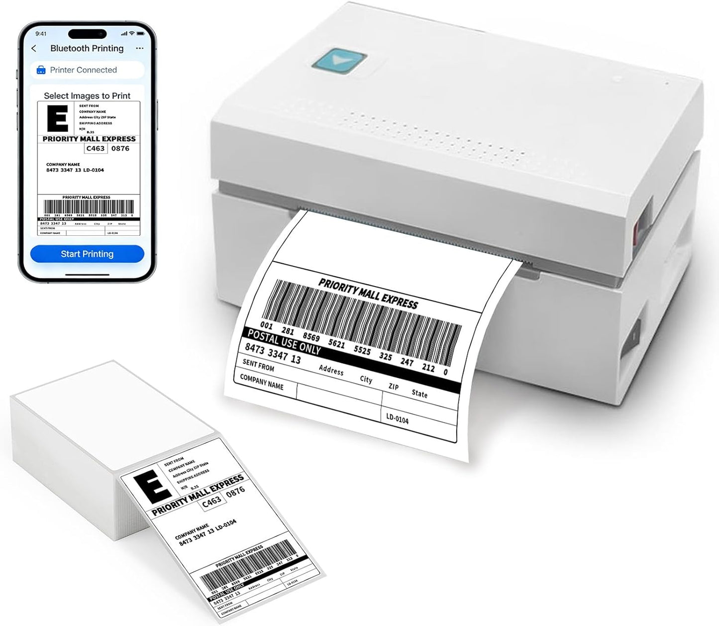4x6 Thermal Labels 500/Stack, HUOJI Shipping Thermal Labels 4x6 Fanfold Compatible with Rollo, Zebra, MUNBYN Printers (Commercial Grade)