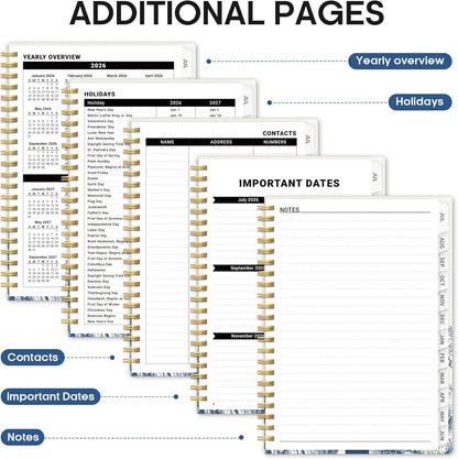 Planner 2026-2027, Academic Year Monthly and Weekly Calendar Planner, Jul 2026 - Jun 2027, Hardcover Teacher Student Planning Agenda book with Tabs, Perfect for School Office Supplies, 6.3" x 8.5" - Wildflowers