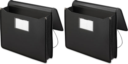 Smead Poly Wallet, Accordion File Organizer for File Folders, Legal Size, Black, 5-1/4 inch Expansion, Office Supplies, Document Organizer (71510)