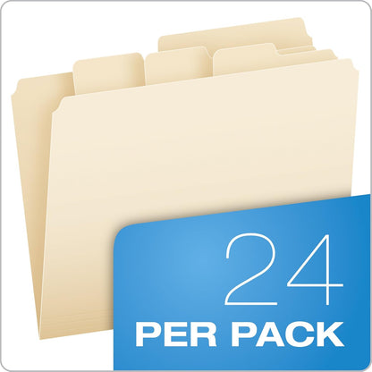 Pendaflex Divide It Up File Folders, Paper and Documents Organizer, Folder with Pockets, Manila File Organizer for School, Home and Office, Letter Size, 24/Pack (10770)