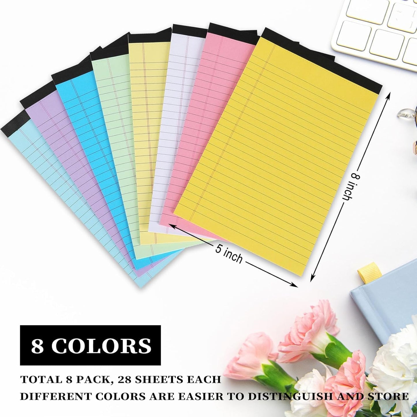 1 Pack 50 Sheets Random Color Pads Note Pads,5 x 8 Inch Lined Writing Pads,Per Writing Pad,Letter and Legal Ruled Pads,Notebooks and Writing Pads,Office stationery (Pink,Yellow,Blue,Purple)