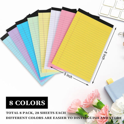 1 Pack 50 Sheets Random Color Pads Note Pads,5 x 8 Inch Lined Writing Pads,Per Writing Pad,Letter and Legal Ruled Pads,Notebooks and Writing Pads,Office stationery (Pink,Yellow,Blue,Purple)