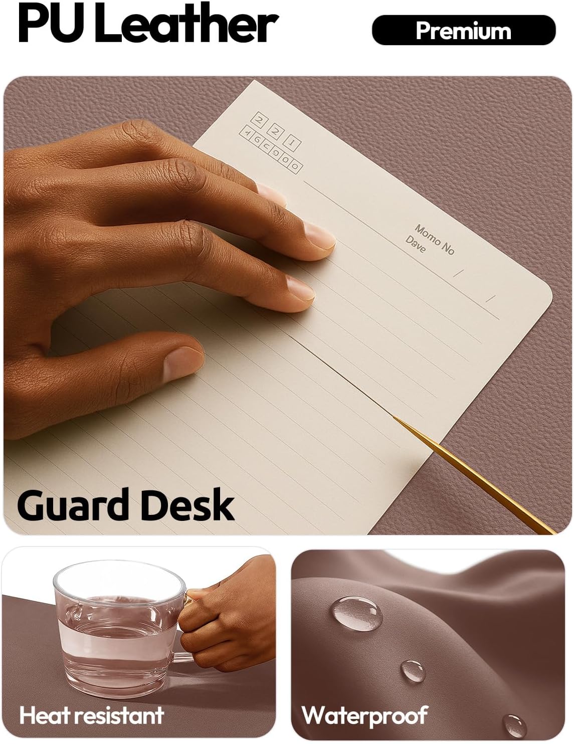 YSAGi Leather Desk Pad Protector, Large Mouse Pad, Non-Slip PU Leather Desk Blotter, Waterproof Writing Pad for Office and Home (31.5" x 15.8", Eggshell) - Colors B