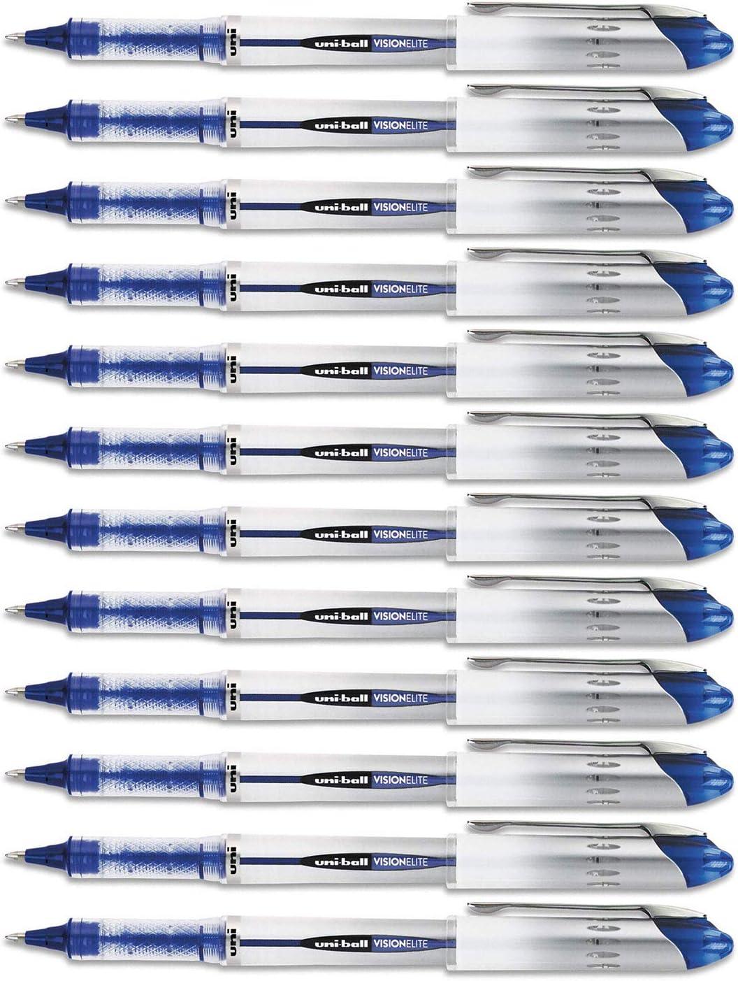 Uni-Ball Vision Elite Stick Rollerball Pen, 0.8mm, Bold Point, Blue Ink, 12-Count