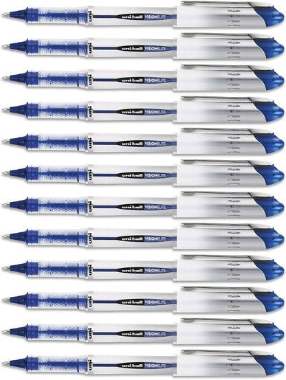 Uni-Ball Vision Elite Stick Rollerball Pen, 0.8mm, Bold Point, Blue Ink, 12-Count