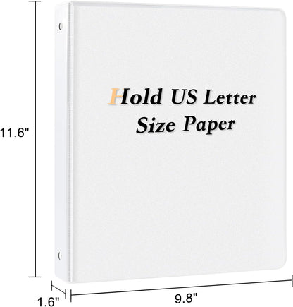 CIXILDTS 0.5-inch Round Ring Binder, Durable 1/2" 3 Ring Binder Fit Letter Size Paper, Presentation View Binders, White,12-Pack