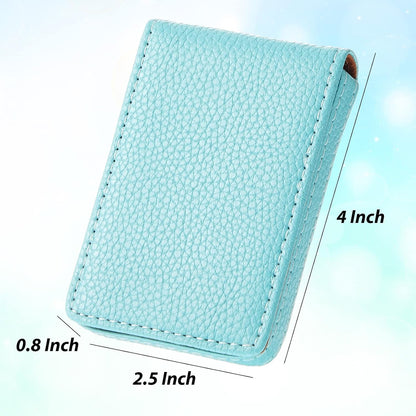 Outus 2 Pieces Business Card Holder, PU Leather Business Card Case Pocket Wallet with Magnetic Shut for Valentines Gift Men Women(Black and Coffee,Classic)