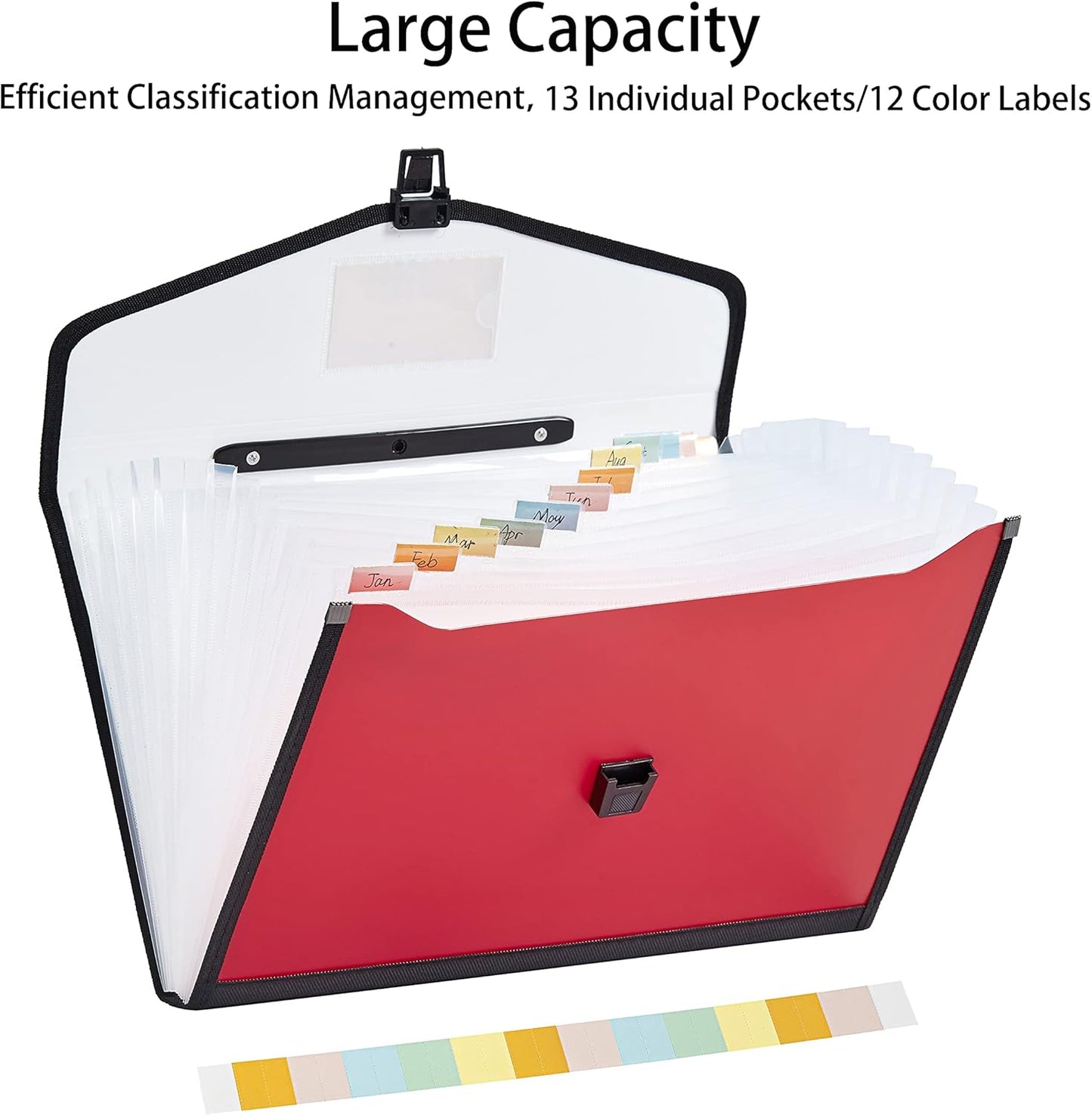 Leagl Size 13-Pockets Expanding File Folder with Handle, Plastic Accordion Filling File Folder Expandable Monthly Portable Paper Document Organizer for Office School & Home (Green)