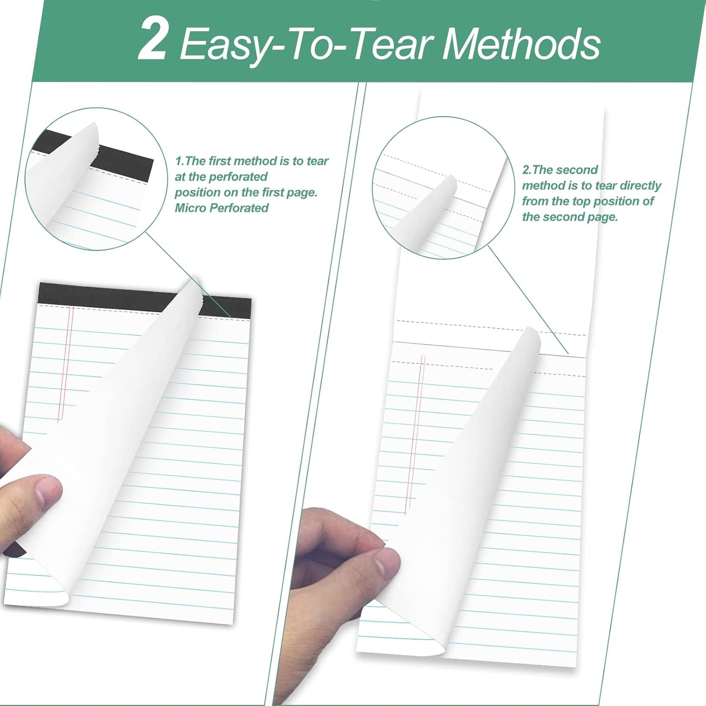 Note Pads 5x8, Narrow Ruled Legal Pad, Multicolor Small Notepads, 30 Sheet/notepad, 8 Pack Colored Legal Pads, Pink Legal Pad, Purple Notepad, Perforated Lined Note Pads for Study, Office, To-Do Lists