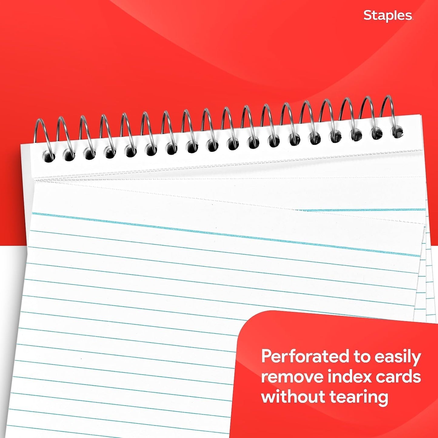 Staples Index Cards, 4" x 6", Lined, White, Acid‑Free, Micro‑Perforated, 150 Cards – Tear‑Off Ruled Cards for Notes & Projects