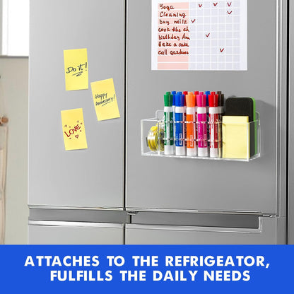 Magnetic Dry Erase Marker Holder for Whiteboard, Wall Mount Pen Holder for Refrigerator, Clear Pencil Holder for Fridge, Strong Magnet Locker Organizer for Classroom, Office