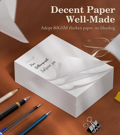 Notepads 3x5, 6 Pack Small Note Pads, Server Note Pad, Scratch Pads 3x5, Memo Pads White Paper, 50 Sheets per Blank Note pads 3''x5'', Small Writing Pads Pocket Notepads for Office School Home Supplies