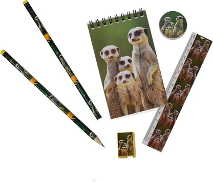 Deluxebase Wild Stationery Set - Dolphin from Animal Stationery Sets with 2 Pencils, Eraser, Pencil Sharpener, Ruler & Cute Notebook. Ideal Office Supplies, Desk Accessories & College Essentials.