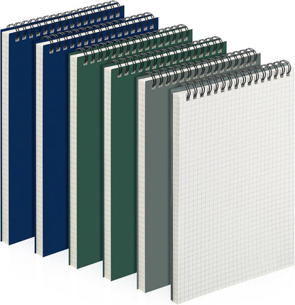 Engrowtic 2 Pack Graph Paper Spiral Notepad A5 Top Wirebound Notepad Grid Notebook Steno Pads Memo Notebook Grid Paper 140 Pages for Writing Sketching Drawing Office Supplies (Black)