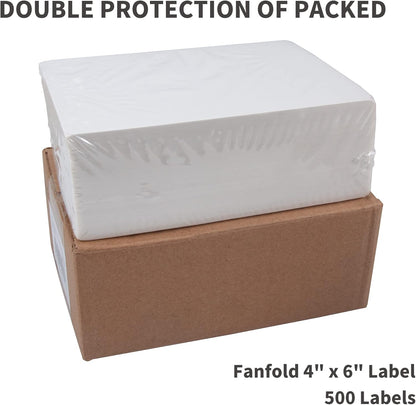 L LIKED 200 4x6 Thermal Labels Fanfold, Direct Thermal Shipping Labels - Perforated and Strong Adhesive