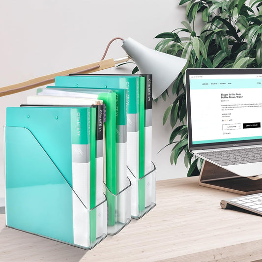 2 Pack Acrylic Magazine File Holder,A4 Vertical File Organizer with Handle for Desk,Clear Document Rack File Folder Storage Bin for Home Office School