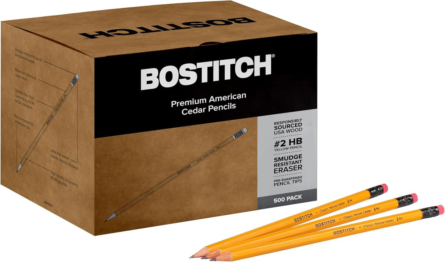 Bostitch Office Premium #2 Pencils, American Cedar Wood, Pre-Sharpened, HB Graphite, 12-Pack