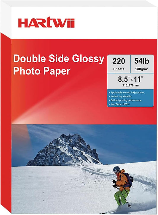 220 Sheets Photo Paper Glossy Inkjet 8.5x11 44lb 160Gsm A4 Letter Size Suitable for All Dye Ink Printers for Calendar Menu Brochure Paper Flyers Paper, Cards
