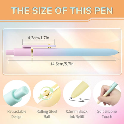 UIXJODO 6 Pcs Gel Pens 0.5mm Quick Dry Black Ink Pens Fine Point Smooth Writing Pens, Cute Office and School Supplies Gifts for Women Teacher Students (6 Pcs Ombre Gold)