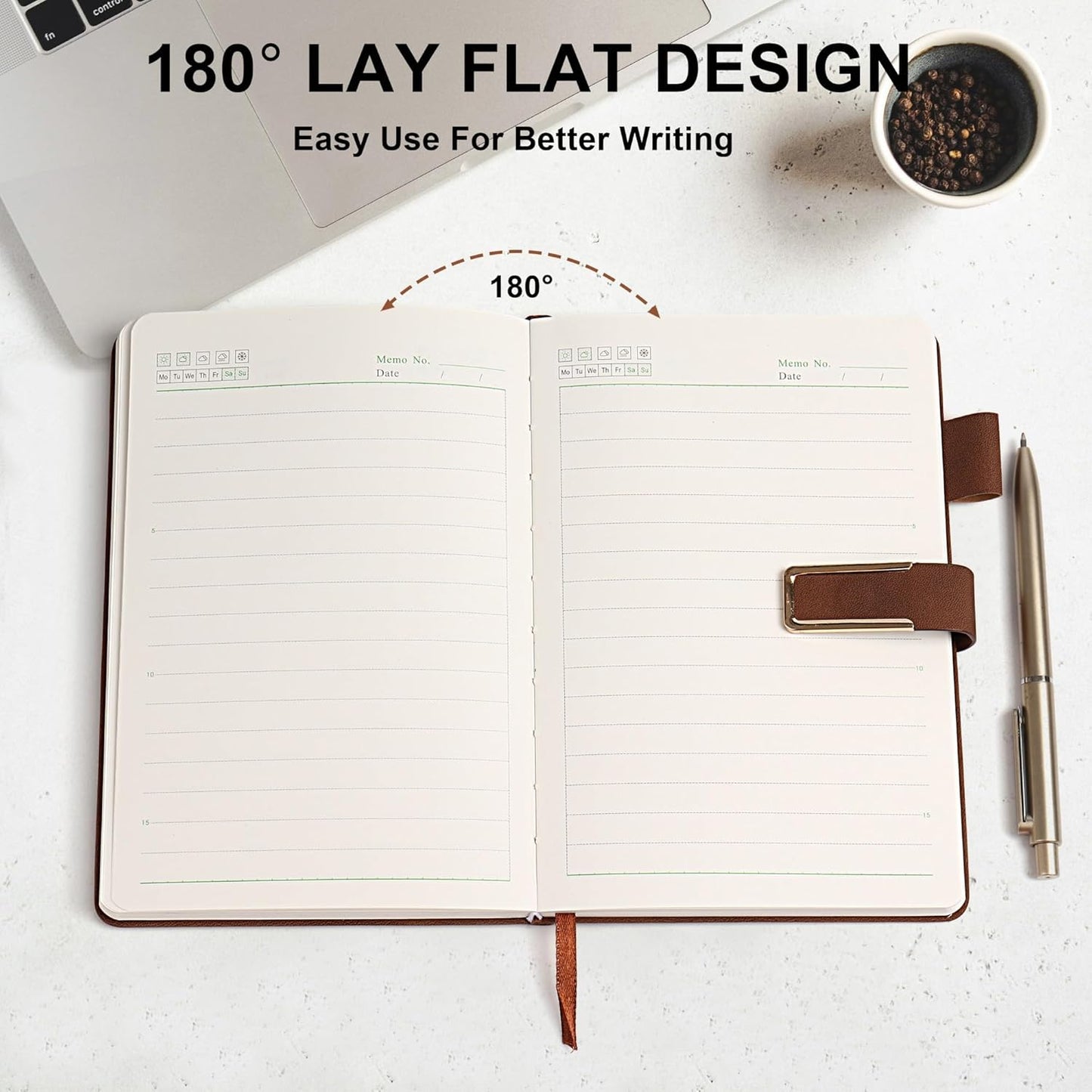 Hardcover Lined Notebook Journal for Women & Men,256 Pages 5.7 x 8.3 inches,A5 Ruled Notebooks Magnetic Closure Leather Journal,Daily for Work,Meeting,Travel,Writing,School and Note Taking (Gray)