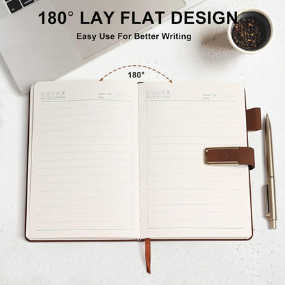Hardcover Lined Notebook Journal for Women & Men,256 Pages 5.7 x 8.3 inches,A5 Ruled Notebooks Magnetic Closure Leather Journal,Daily for Work,Meeting,Travel,Writing,School and Note Taking (Gray)
