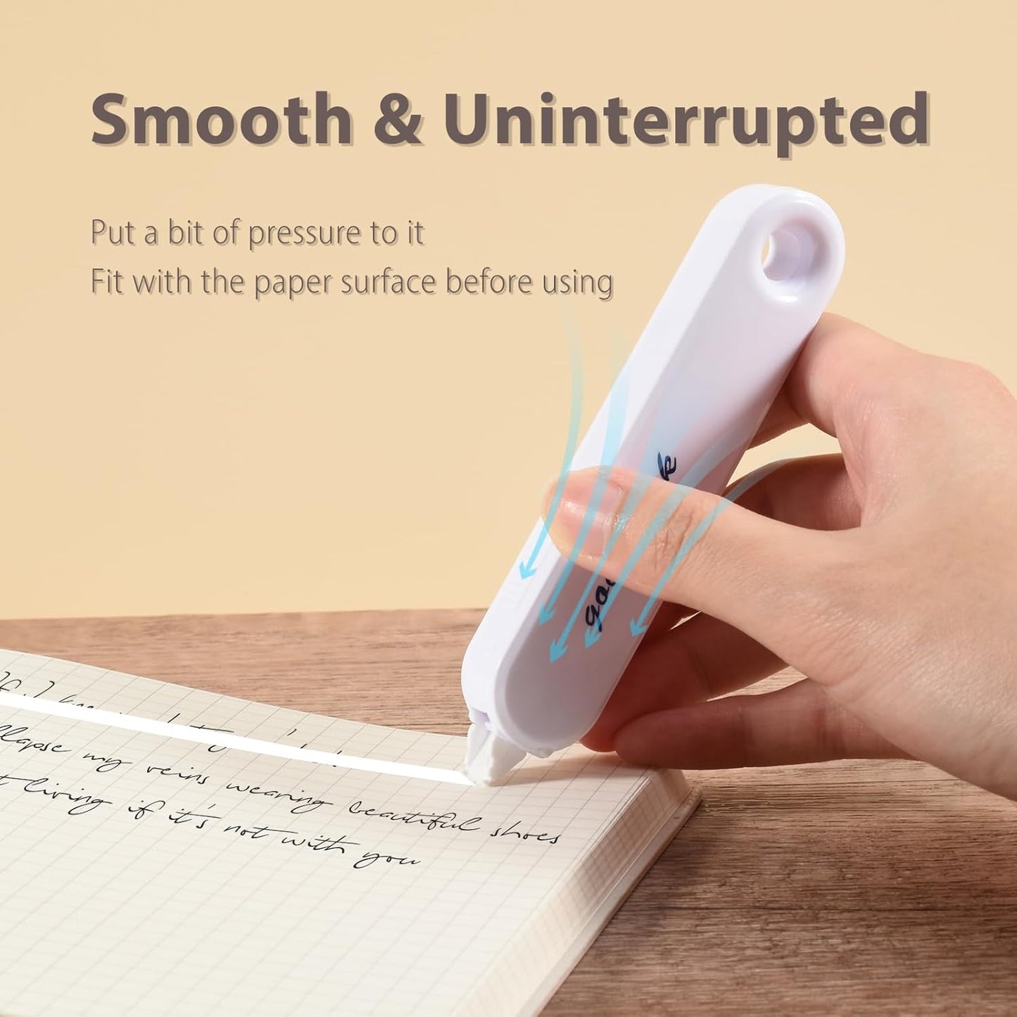 5-Piece Correction Tapes, Aesthetic Cute White Pull Out Tape, Quick Dry, Instant Correct, Easy to Use for School Office Supplies (Pink)