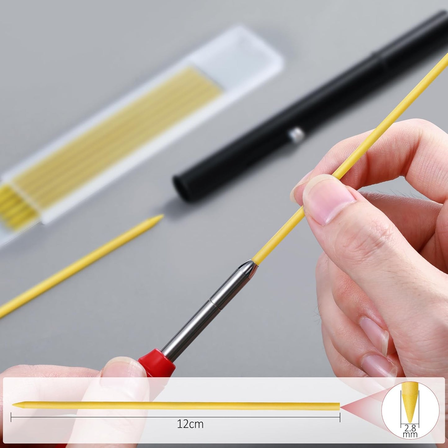Hiboom 24 Pieces 2.8mm HB Refill for Carpenter Pencil, Study Long Lasting Pencil for Mechanical Pencil Woodworking Construction (Black)