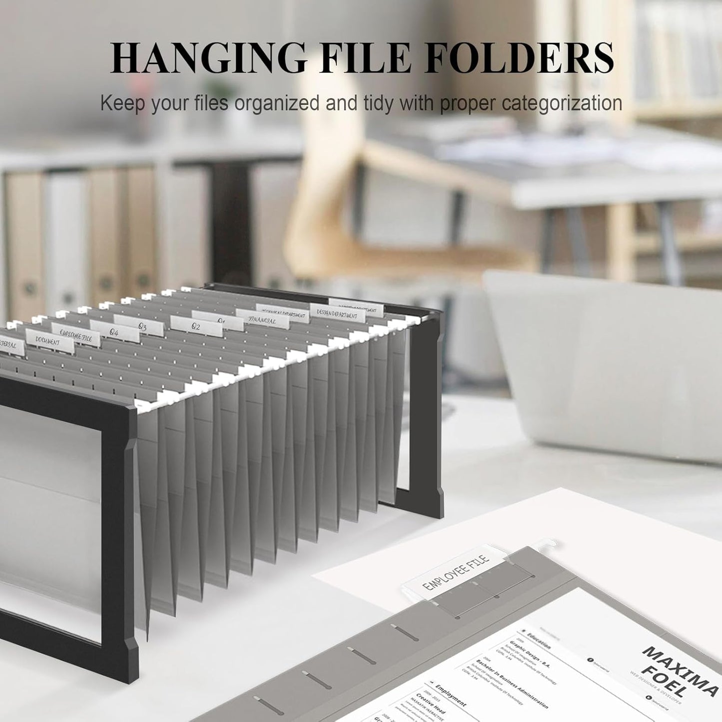 ViVin Hanging File Folders, 1/5-Cut Adjustable Tabs with 24 Per Box, 24 Pack Letter Size Hanging File Folders, Designed for Office Home School Filing Cabinet(Assorted)