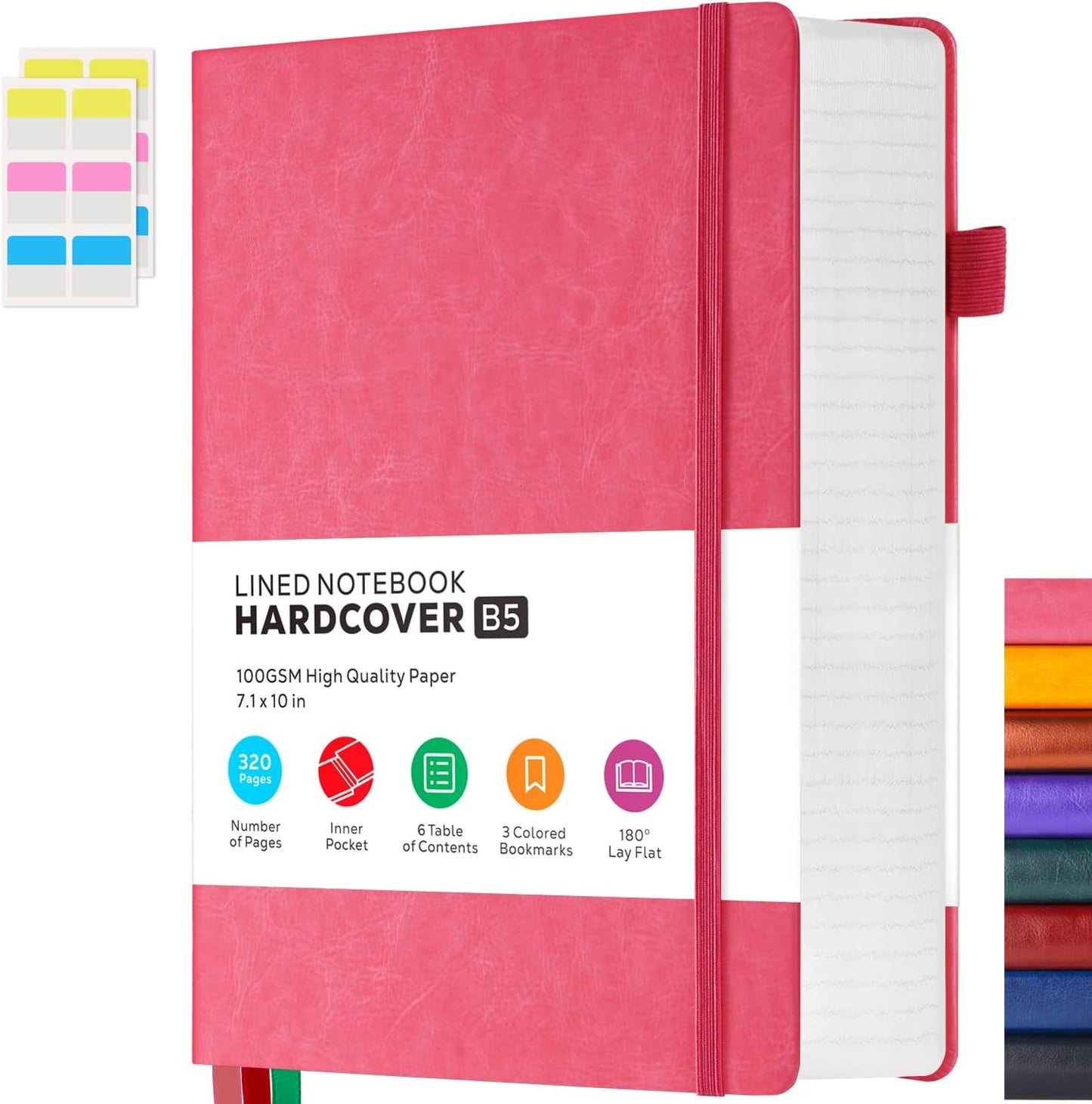 Hardcover Lined Notebook Journal for Writing, 320 Pages Leather Thick College Ruled Notebook Journal with 100GSM Paper, A5 (5.7'' X 8.4'') Daily Journal for Women Men Work Organization, Black